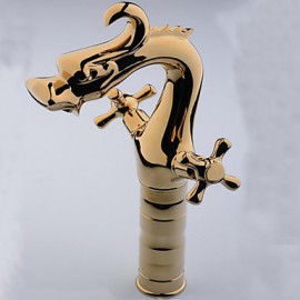 Rose Gold Finish Two Handle Centerset Dragon Head Style Bathroom Sink Faucet