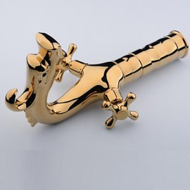Rose Gold Finish Two Handle Centerset Dragon Head Style Bathroom Sink Faucet