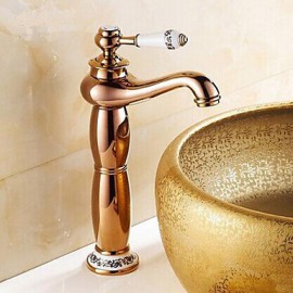 Rose Gold One Hole Single Handle Bathroom Sink Faucet