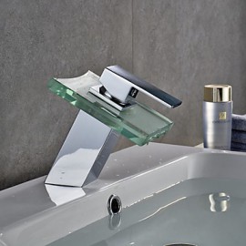 Rvt Led Glass Color Waterfall Bathroom Sink Faucet Basin Temperature Mixer Tap