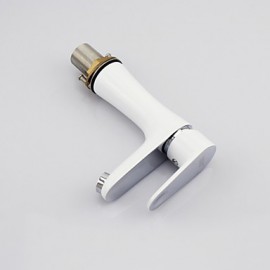 Contemporary White Spray Chrome Finish Brass One Hole Single Handle Sink Faucet (Short)