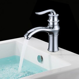 Contemporary Brass Bathroom Sink Faucet - Chrome Finish(Short)