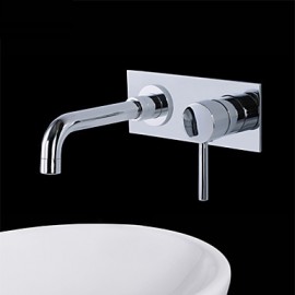 Contemporary Brass Waterfall Bathroom Sink Faucet (Wall Mount)