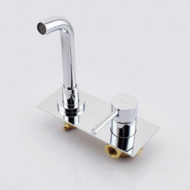 Contemporary Brass Waterfall Bathroom Sink Faucet (Wall Mount)
