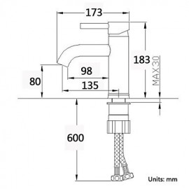 Contemporary Chrome Finish Brass One Hole One Handle Sink Faucet(Short)