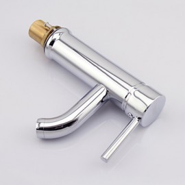 Contemporary Chrome Finish Brass One Hole One Handle Sink Faucet(Short)