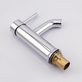 Contemporary Chrome Finish Brass One Hole One Handle Sink Faucet(Short)