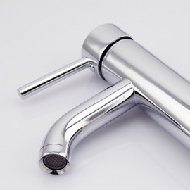 Contemporary Chrome Finish Brass One Hole One Handle Sink Faucet(Short)