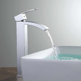 Tall Waterfall Spout Single Handle Bathroom Sink Vessel Faucet Basin Mixer Tap Chrome Polished