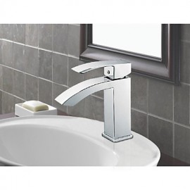 Single Handle Waterfall Bathroom Vanity Sink Faucet With Extra Large Rectangular Spout