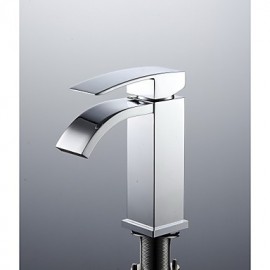 Single Handle Waterfall Bathroom Vanity Sink Vessel Faucet With Extra Large Rectangular Spout Lavatory Mixer Tap Chrome