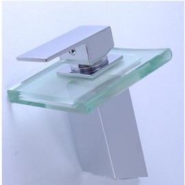 Single Hole Single Handle Chrome Finish Waterfall Widespread Bathroom Sink Faucet