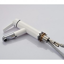 Solid Brass Contemporary White Painting Single Handle Single Hole Hot And Cold Water Bathroom Sink Faucet