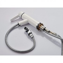 Solid Brass Contemporary White Painting Single Handle Single Hole Hot And Cold Water Bathroom Sink Faucet