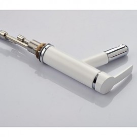 Solid Brass Contemporary White Painting Single Handle Single Hole Hot And Cold Water Bathroom Sink Faucet
