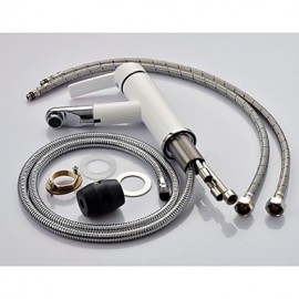 Solid Brass Contemporary White Painting Single Handle Single Hole Hot And Cold Water Bathroom Sink Faucet