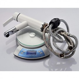 Solid Brass Contemporary White Painting Single Handle Single Hole Hot And Cold Water Bathroom Sink Faucet