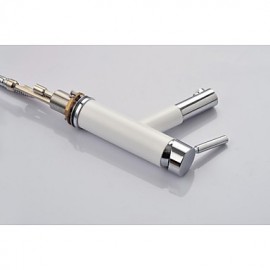 Solid Brass Contemporary White Painting Single Handle Single Hole Hot And Cold Water Bathroom Sink Faucet