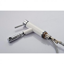 Solid Brass Contemporary White Painting Single Handle Single Hole Hot And Cold Water Bathroom Sink Faucet