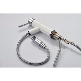 Solid Brass Contemporary White Painting Single Handle Single Hole Hot And Cold Water Bathroom Sink Faucet