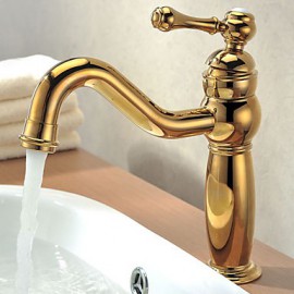 Solid Brass Single Handle Contemporary Ti-Pvd Finish Bathroom Sink Faucet
