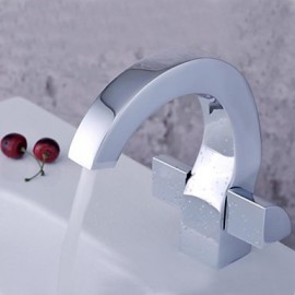 Special Design Chrome Finish Double Handle Single Hole Bathroom Sink Faucet