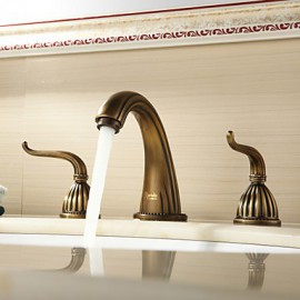 Antique Brass Finish Widespread Bathroom Sink Faucet