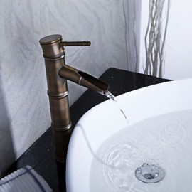 Antique Bronze Waterfall Bathroom Sink Faucet (Bamboo Shape Design)