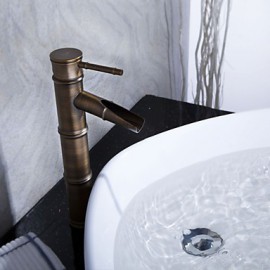 Antique Bronze Waterfall Bathroom Sink Faucet (Bamboo Shape Design)