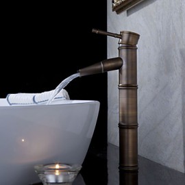 Antique Bronze Waterfall Bathroom Sink Faucet (Bamboo Shape Design)