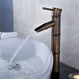 Antique Bronze Waterfall Bathroom Sink Faucet (Bamboo Shape Design)