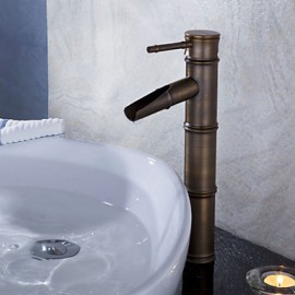 Antique Bronze Waterfall Bathroom Sink Faucet (Bamboo Shape Design)