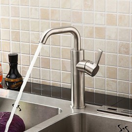 Brushed Chrome Finish Stainless Steel Contemporary Kitchen Faucet