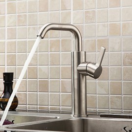 Brushed Chrome Finish Stainless Steel Contemporary Kitchen Faucet