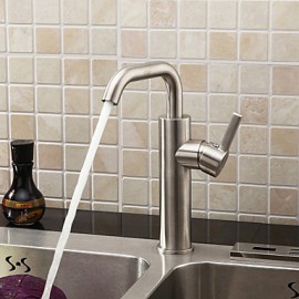 Brushed Chrome Finish Stainless Steel Contemporary Kitchen Faucet