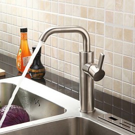 Brushed Chrome Finish Stainless Steel Contemporary Kitchen Faucet