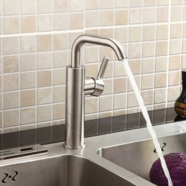 Brushed Chrome Finish Stainless Steel Contemporary Kitchen Faucet