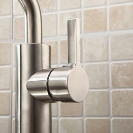 Brushed Chrome Finish Stainless Steel Contemporary Kitchen Faucet