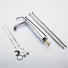 Centerset Solid Brass Bathroom Sink Faucet (Chrome Finish)