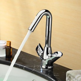 Centerset Two Handles Brass Bathroom Sink Faucet-Chrome Finish
