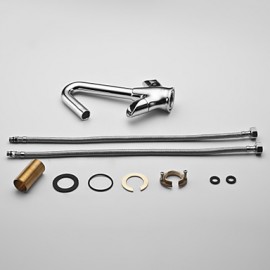 Centerset Two Handles Brass Bathroom Sink Faucet-Chrome Finish