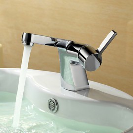 Chrome Finish Centerset Single Handle Brass Bathroom Sink Faucet