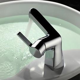 Chrome Finish Centerset Single Handle Brass Bathroom Sink Faucet