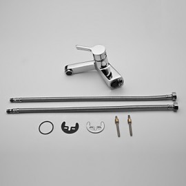 Chrome Finish Centerset Single Handle Brass Bathroom Sink Faucet