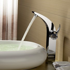 Chrome Finish Single Handle Centerset Solid Brass Bathroom Sink Faucet(Tall)
