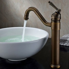 Classic Solid Brass Bathroom Sink Faucet With Pop-Up Waste Antique