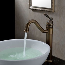Classic Solid Brass Bathroom Sink Faucet With Pop-Up Waste Antique