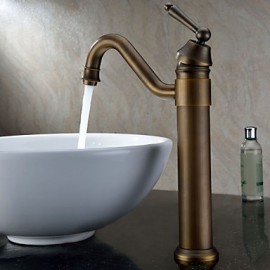 Classic Solid Brass Bathroom Sink Faucet With Pop-Up Waste Antique