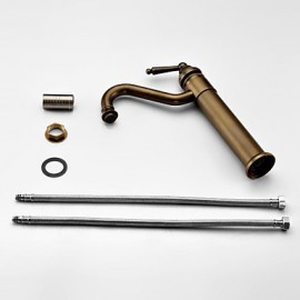 Classic Solid Brass Bathroom Sink Faucet With Pop-Up Waste Antique