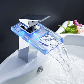 Color Changing Led Waterfall Bathroom Sink Faucet